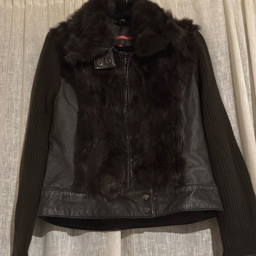 Vintage Jennifer J jacket  genuine fur and leather large